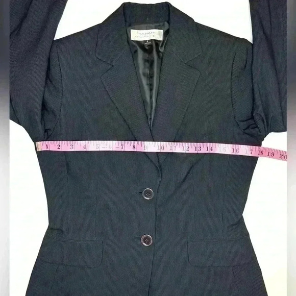 Tahari Arthur S. Levine Women's Black Textured Striped Jacket Blazer Size 4 - Picture 5 of 9